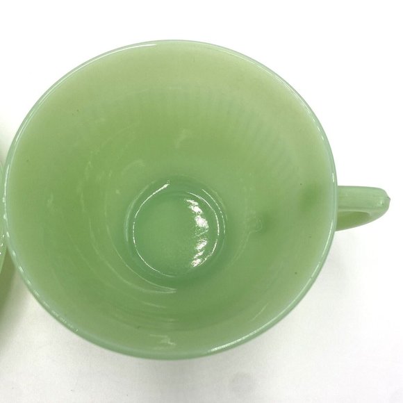 Unmarked Kitchen Jadeite Ribbed Texture Cup And Saucer Set Poshmark